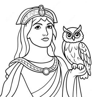 Wise Athena With Owl Coloring Page 46294-36964