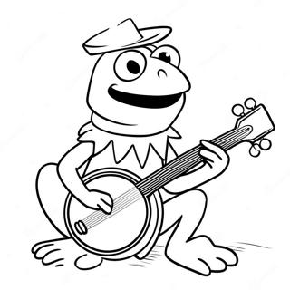 Kermit The Frog Playing The Banjo Coloring Page 46304-36969