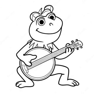 Kermit The Frog Playing The Banjo Coloring Page 46304-36972