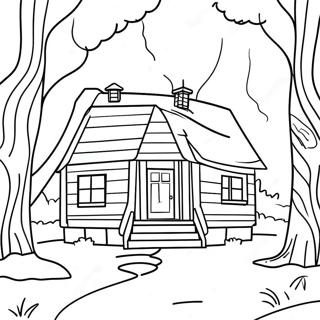 Cozy Cabin In The Woods Coloring Page 46343-36997