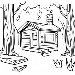 Cozy Cabin In The Woods Coloring Page 46343-36998