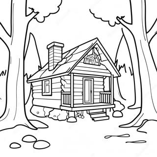 Cozy Cabin In The Woods Coloring Page 46343-36999