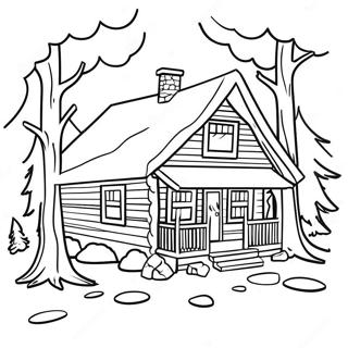 Cozy Cabin In The Woods Coloring Page 46343-37000