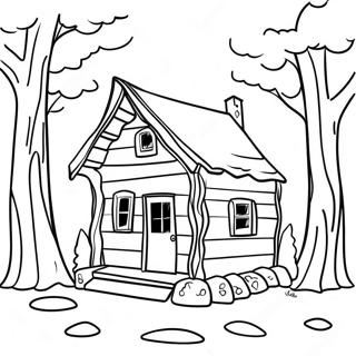 Mysterious Forest Cabin Coloring Page 46344-37001