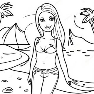 Malibu Barbie Beach Adventure Coloring Page 46363-37009