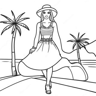 Malibu Barbie Stylish Outfit Coloring Page 46364-37016