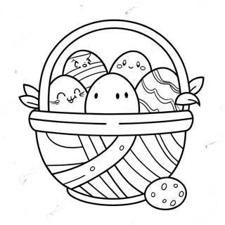 Easter Basket With Colorful Eggs Coloring Page 4636-3820