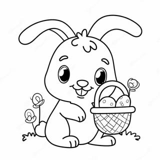 Cute Bunny With Easter Basket Coloring Page 4637-3837