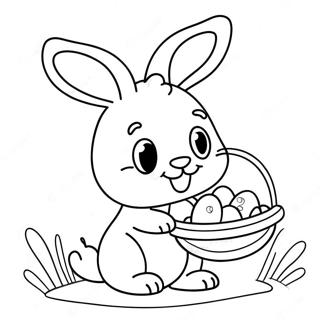 Cute Bunny With Easter Basket Coloring Page 4637-3838