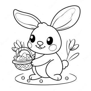 Cute Bunny With Easter Basket Coloring Page 4637-3840