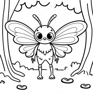 Creepy Mothman In The Forest Coloring Page 46434-37068