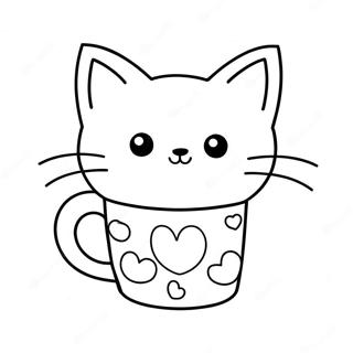 Cute Cat In Cup Coloring Page 46453-37077