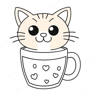 Cute Cat In Cup Coloring Page 46453-37078