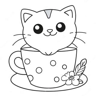 Cute Cat In Cup Coloring Page 46453-37080