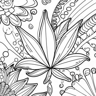 Psychedelic Cannabis Leaf Coloring Page 4657-3833