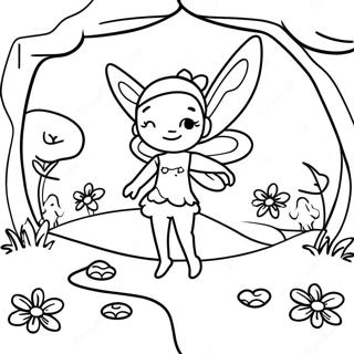 Whimsical Fairy Garden Scene Coloring Page 46584-37190