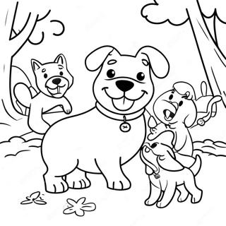 Happy Dog Family Playing In The Park Coloring Page 46624-37218