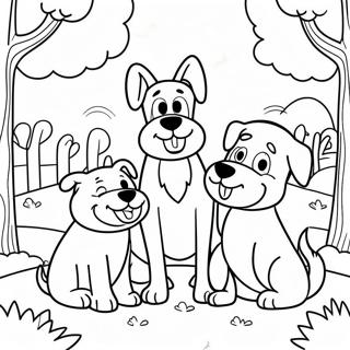 Happy Dog Family Playing In The Park Coloring Page 46624-37220