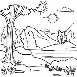 Outdoor Scenic Landscape Coloring Page 4666-3842