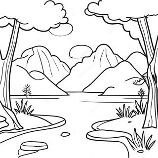 Outdoor Scenic Landscape Coloring Page 4666-3843