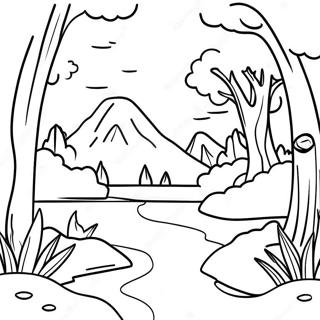 Outdoor Scenic Landscape Coloring Page 4666-3844