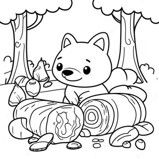 Cute Forest Animals In Logging Scene Coloring Page 46674-37263