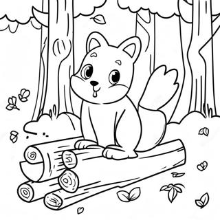 Cute Forest Animals In Logging Scene Coloring Page 46674-37264