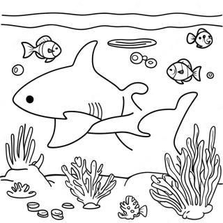 Bull Shark Swimming In Coral Reef Coloring Page 46704-37286