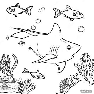 Bull Shark Swimming In Coral Reef Coloring Page 46704-37287