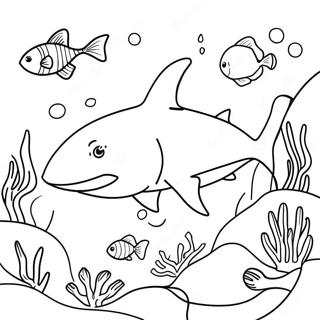 Bull Shark Swimming In Coral Reef Coloring Page 46704-37288