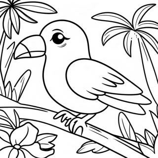 Colorful Tropical Bird In Paradise Coloring Page 46754-37325