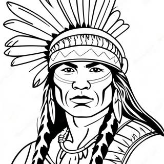 Realistic Native American Warrior Coloring Page 46813-37376