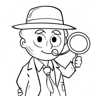 Funny Detective With Magnifying Glass Coloring Page 46844-37400