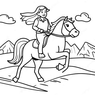 Adventurous Girl Riding A Galloping Horse Coloring Page 46934-37465