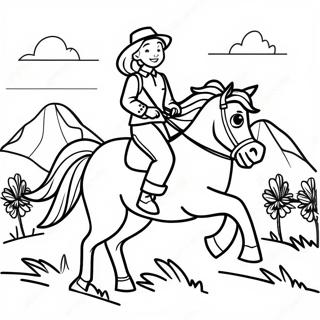 Adventurous Girl Riding A Galloping Horse Coloring Page 46934-37468