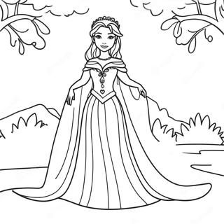 Elegant Ice Queen In A Snowy Landscape Coloring Page 46954-37483