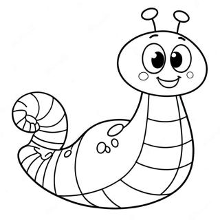 Cute Cartoon Worm Coloring Page 46993-37514