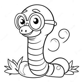 Happy Worm With Sunglasses Coloring Page 46994-37517