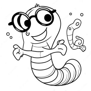 Happy Worm With Sunglasses Coloring Page 46994-37520