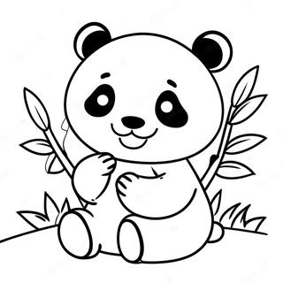 Cute Kawaii Panda Eating Bamboo Coloring Page 47034-37550