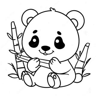 Cute Kawaii Panda Eating Bamboo Coloring Page 47034-37551