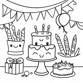 Colorful 7th Birthday Party Scene Coloring Page 47054-37565