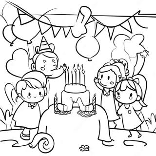 Colorful 7th Birthday Party Scene Coloring Page 47054-37566