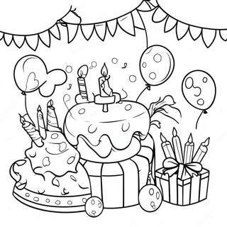 Colorful 7th Birthday Party Scene Coloring Page 47054-37567