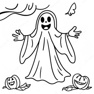 Spooky Samhain Ghost Coloring Page 47084-37592