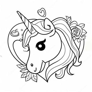 Unicorn Valentines Day Heart Coloring Page 47093-37599