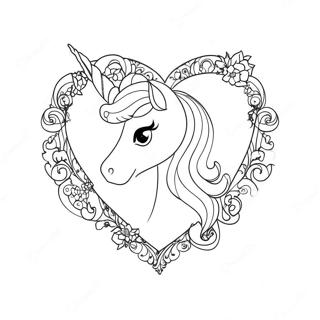 Unicorn Valentines Day Heart Coloring Page 47093-37600