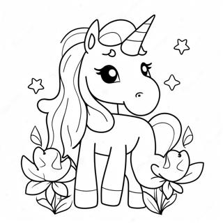 Cute Unicorn With Flowers Valentines Coloring Page 47094-37595