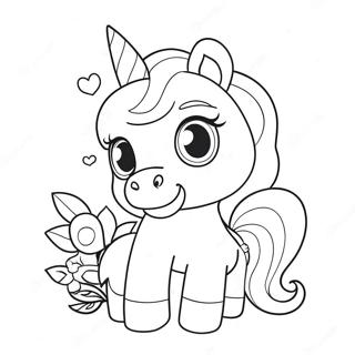 Cute Unicorn With Flowers Valentines Coloring Page 47094-37596