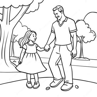 Daddy And Daughter Playing In The Park Coloring Page 47124-37619